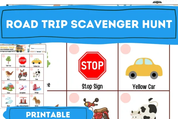 Road trip scavenger hunt for kids