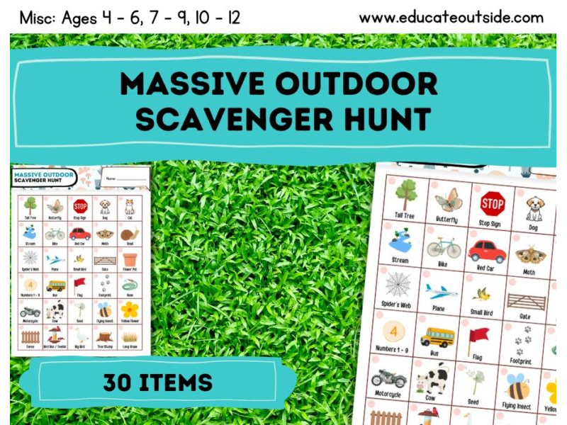 Outdoor Scavenger Hunt Printable - 30 Items