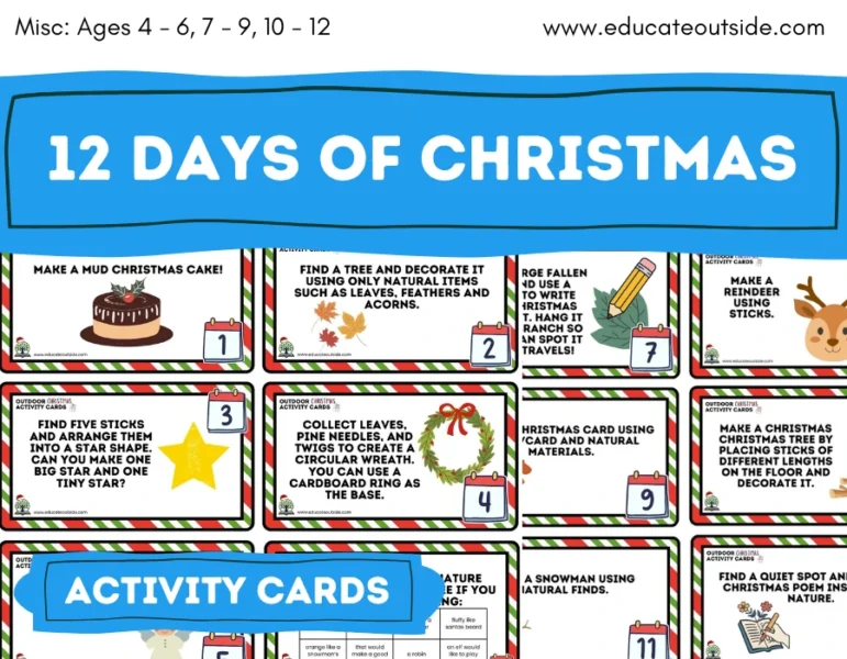 12 Days of Christmas Outdoor Learning Activity Cards
