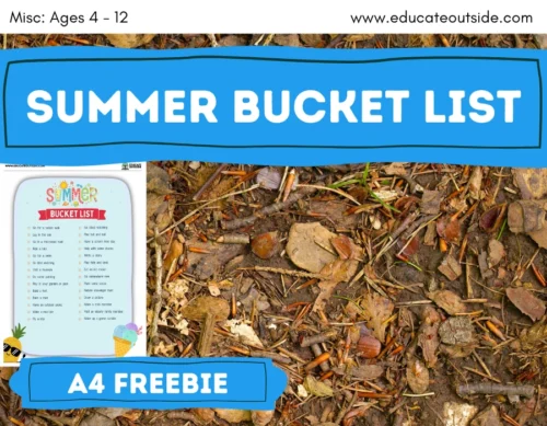 Free A4 Summer Holiday Bucket List Printable for Kids
