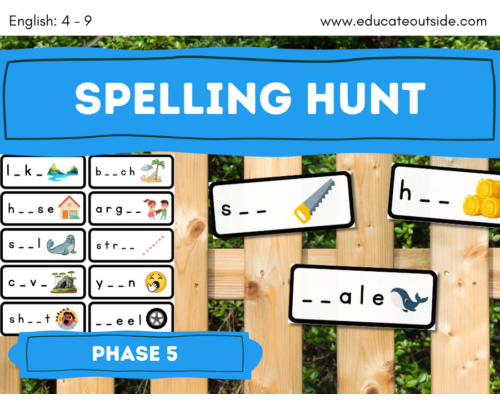 Outdoor Phonics Activity – Spelling List Hunt – Phase 5 Sounds