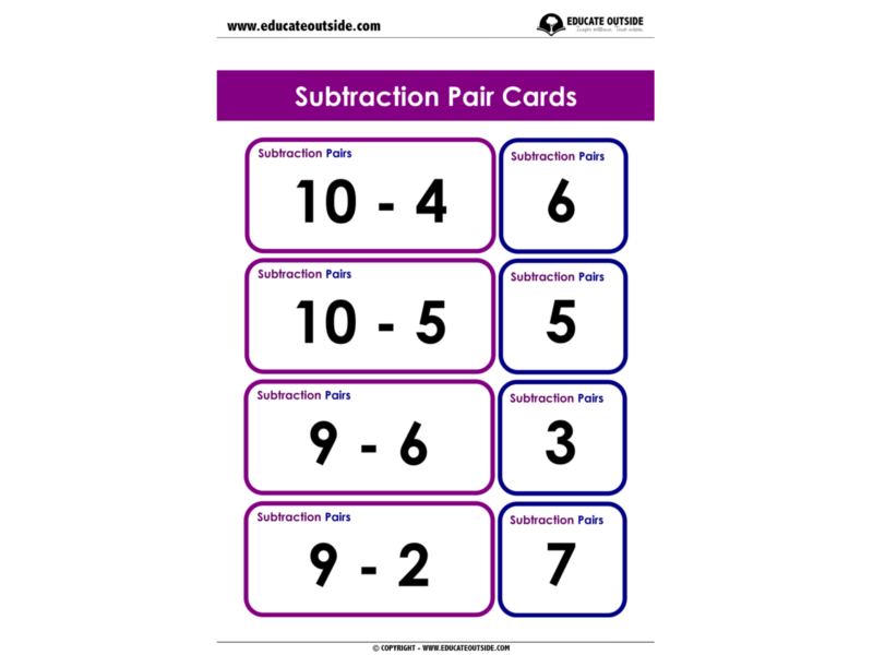 Subtraction: Pair Cards