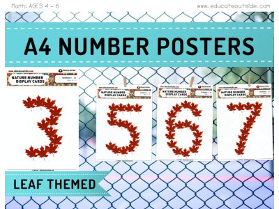 A4 Leaf Number Cards / Posters (1 - 10)