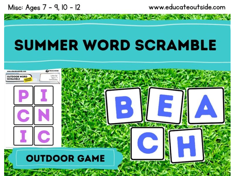 End of Term Spelling Game - Summer Word Unscramble