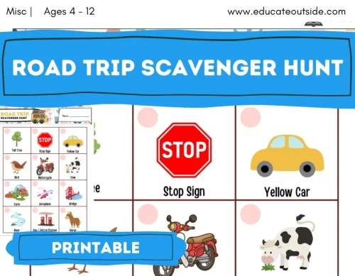 Road Trip Scavenger Hunt — Printable Travel Activity Ages 3–7 (Early Years / Y1 / Y2)