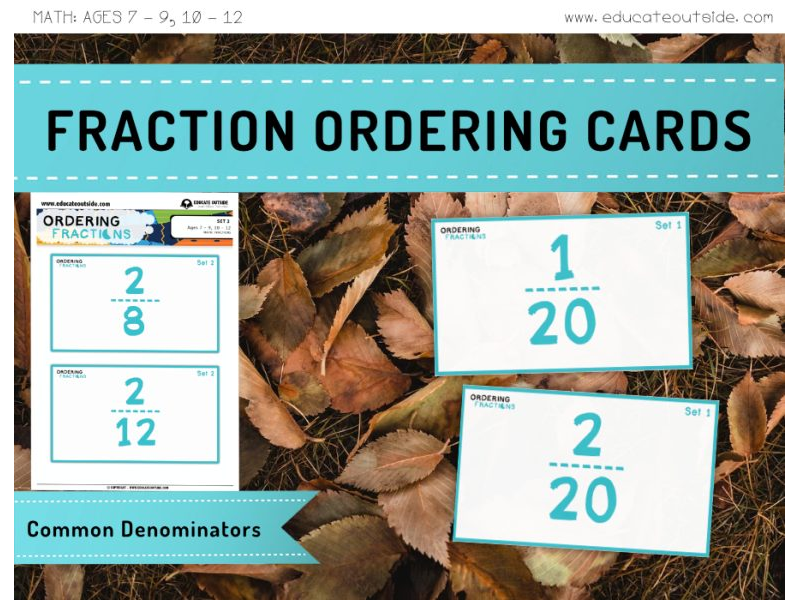 Ordering Fractions Cards: Finding Common Denominators