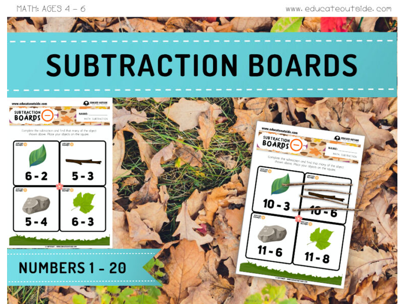 Subtraction Boards: Numbers 1 - 20
