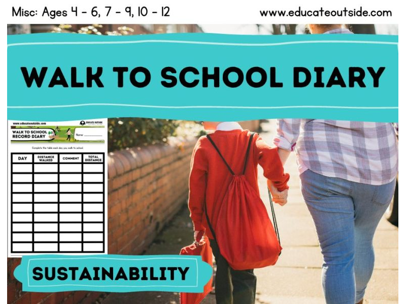 Walking To School Record Diary - Sustainability